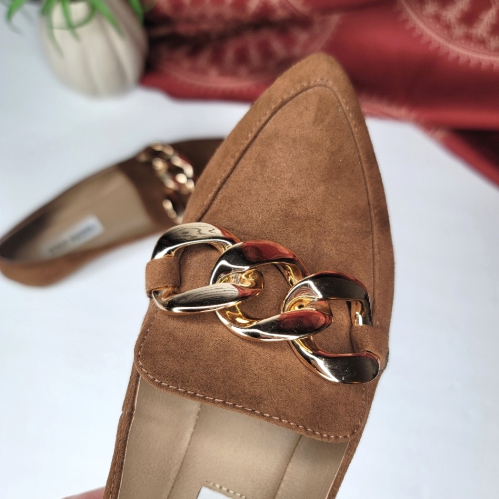 Steve Madden Flourish Loafers Brown Chain Detail Size 6